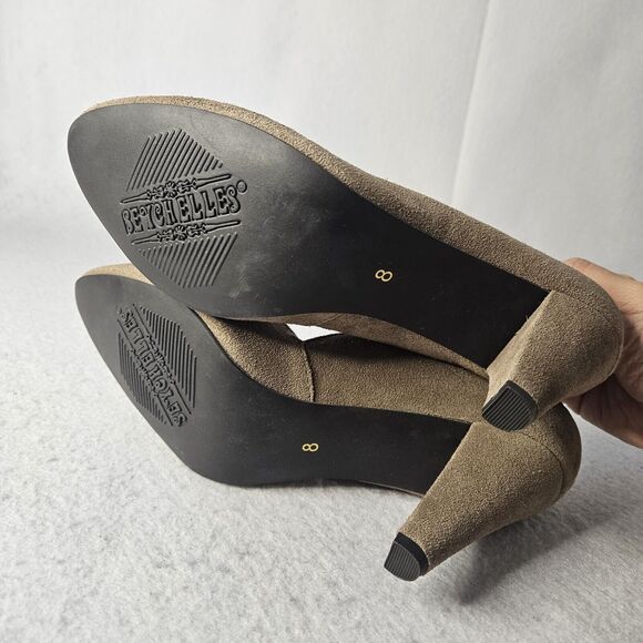 SEYCHELLES Tan D'orsay Heels Sz 8 Suede Leather Pump Almond Toe - Picture 6 of 6